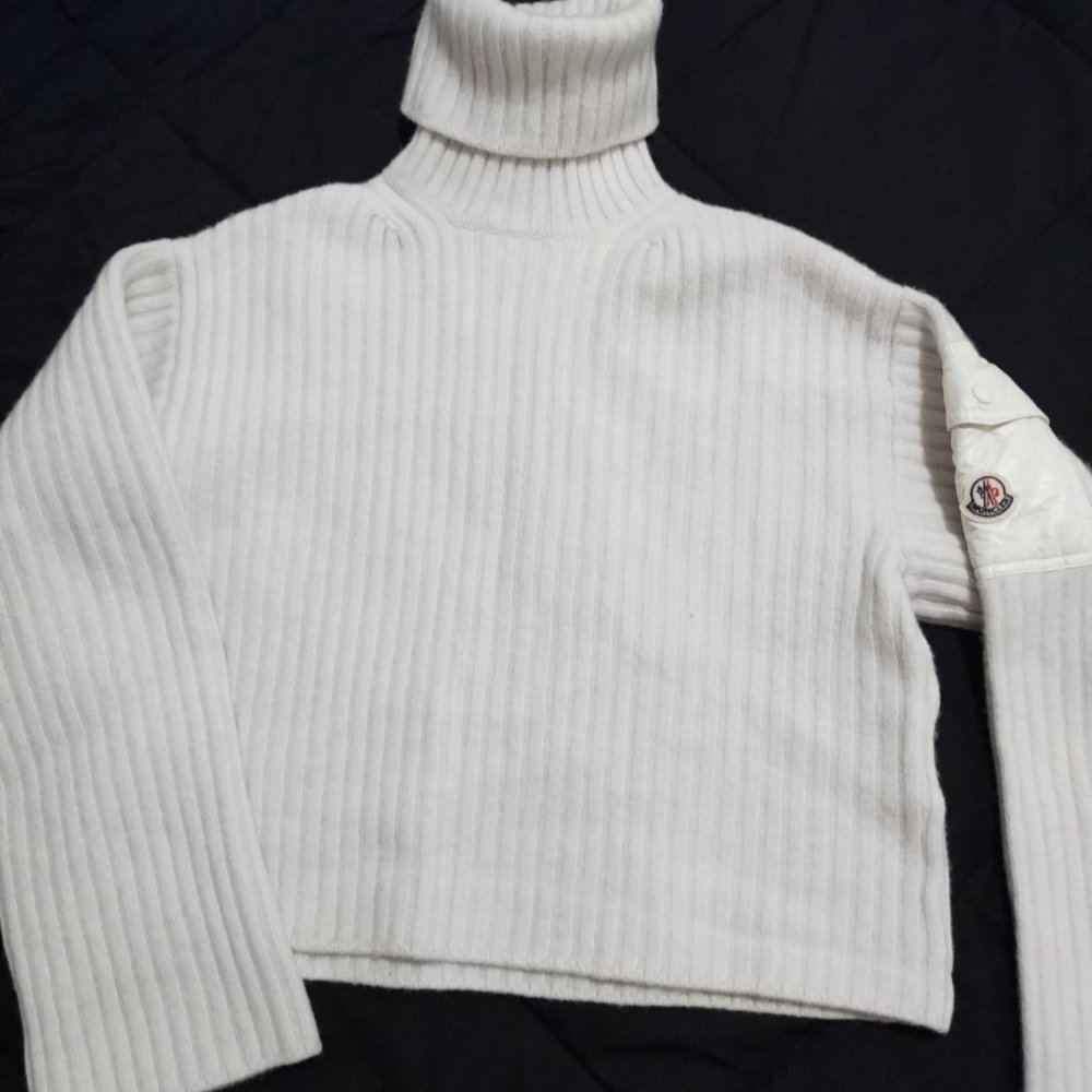 Moncler sweater style inspiration Cream turtleneck sweater, used